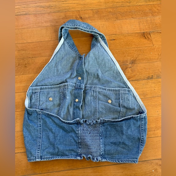 Vintage Gap Denim Halter Crop Top Size 8 - Picture 2 of 3